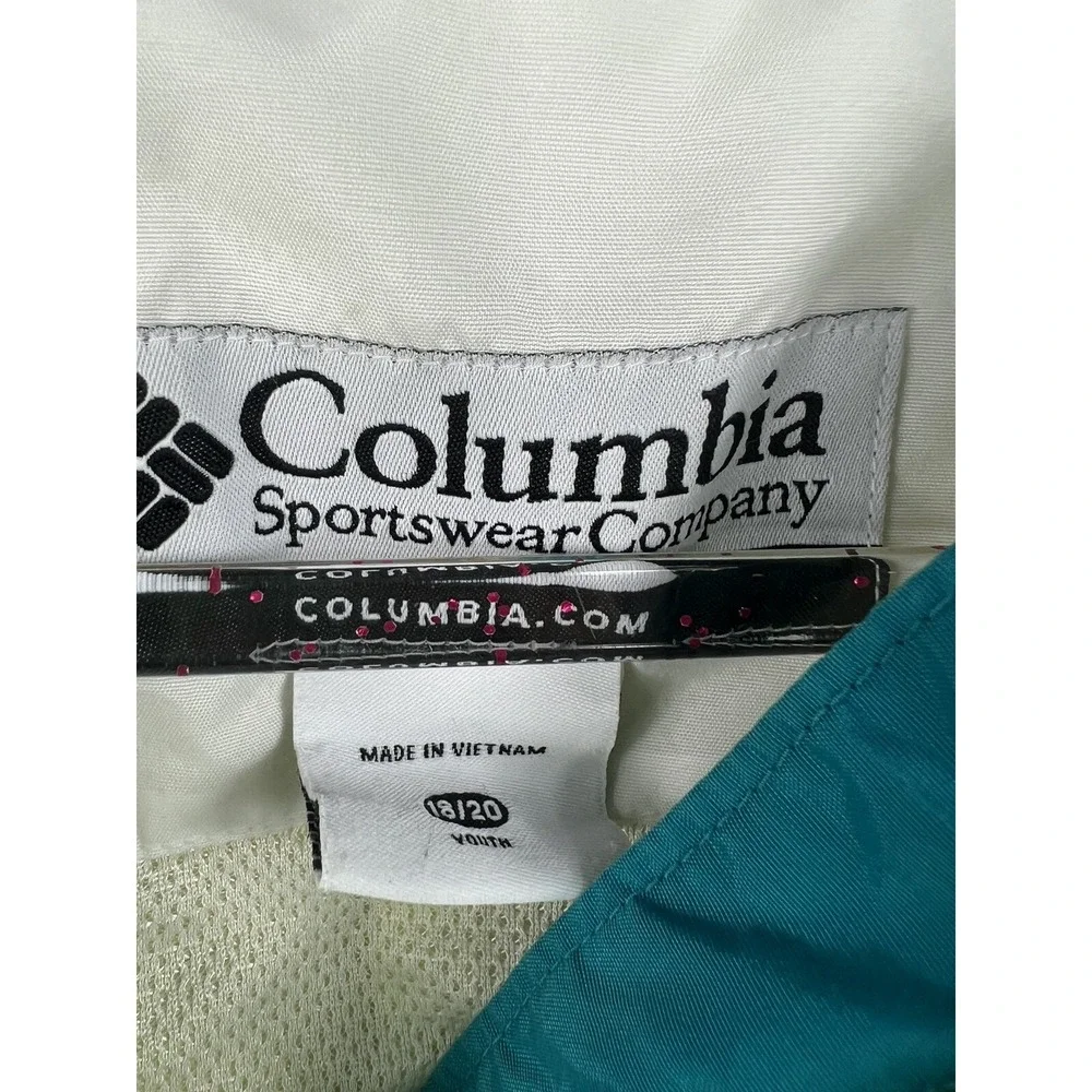 Columbia Windbreaker Youth Girls Size‎ 18/20 Yellow Full Zip With Hood
